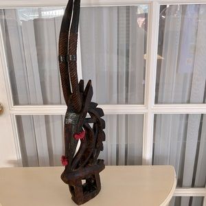 Primitive Hand Carved Carousel Centurion Wood Horse, Antique/Folk Art/Boho